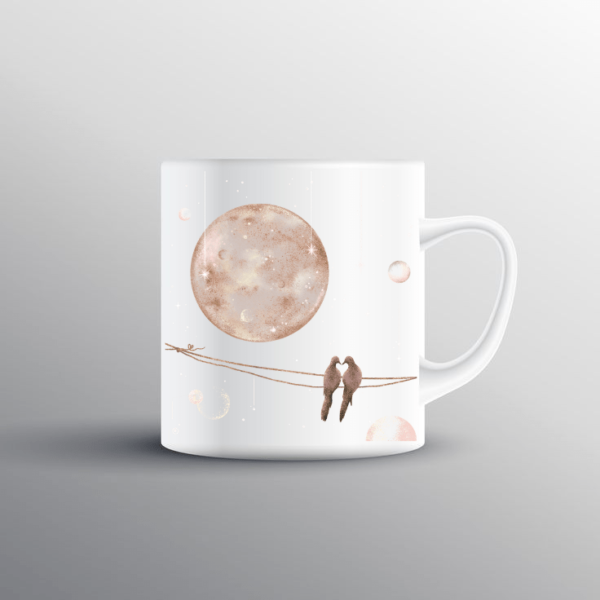 Moon And Birds Printed Mug