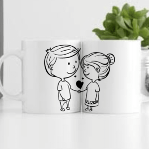 White Ceramic Couple Printed Mug
