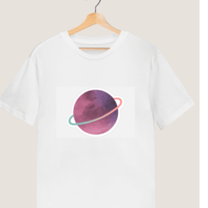 Minimal Saturn Planet Printed T shirt