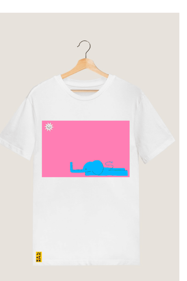 "Cute Lazy Elephant" Printed Regular Fit T-shirt In White Color.