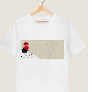 Cupid Rose Printed Round Neck Cool White T shirt
