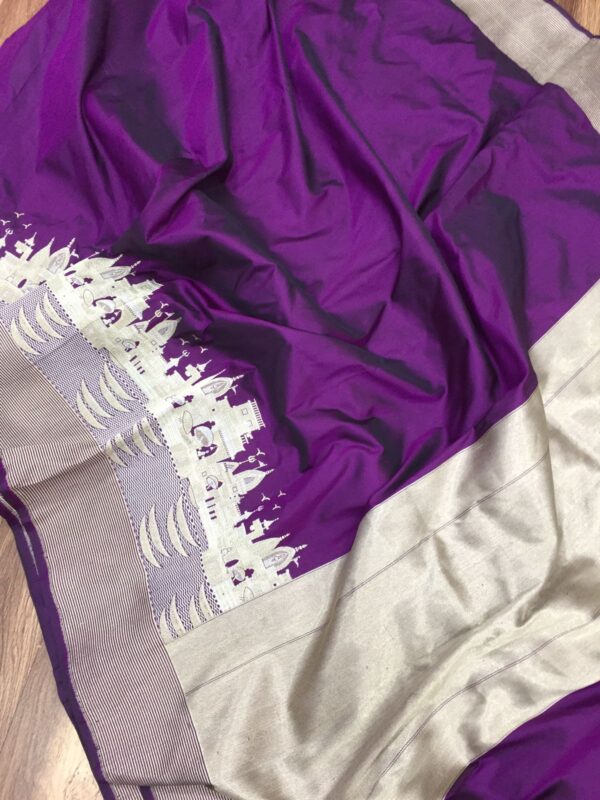 Banaras Handloom Pure Katan Silk Ganga Ghat Saree