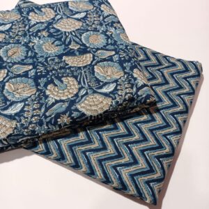 Unstitched blue Cotton Clothing Material