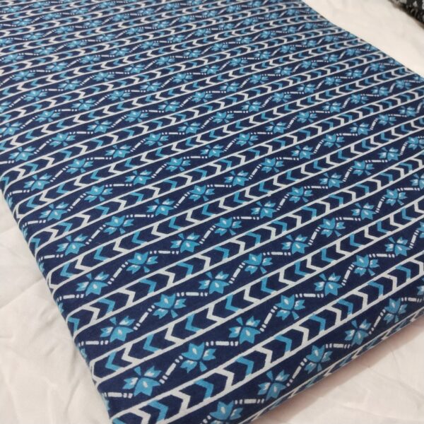 Unstitched blue Cotton Clothing Material