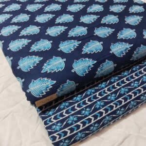 Unstitched blue Cotton Clothing Material