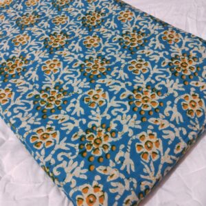 Unstitched blue Cotton Clothing Material