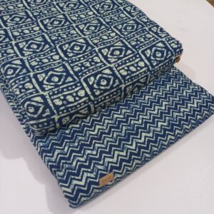 Unstitched blue Cotton Clothing Material