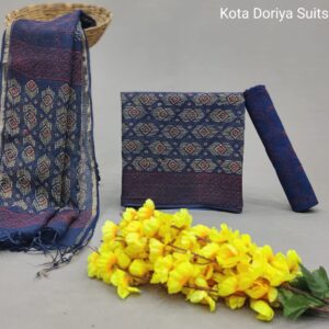Traditional hand block Kota doriya suit