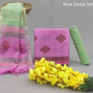 Traditional hand block Kota doriya suit