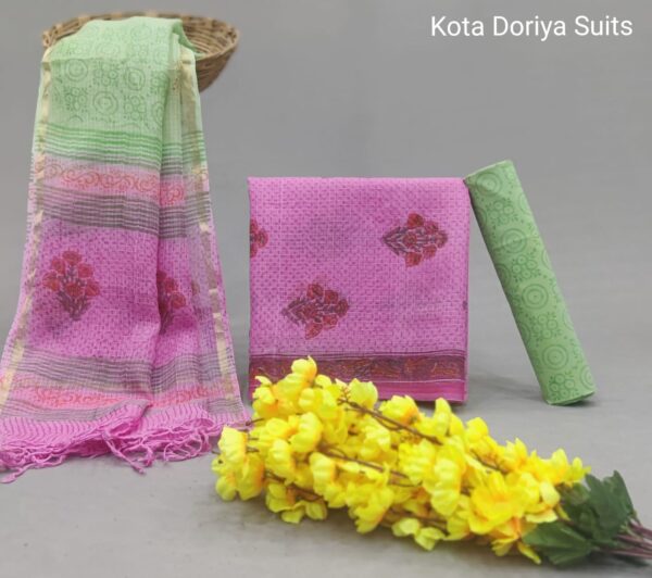 Traditional hand block Kota doriya suit