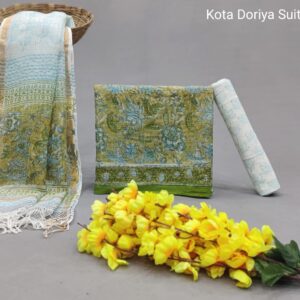 Traditional hand block Kota doriya suit