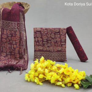 Traditional hand block Kota doriya suit
