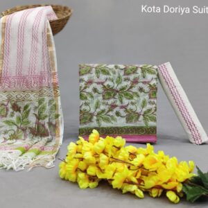 Traditional hand block Kota doriya suit