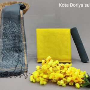 Traditional hand block Kota doriya suit