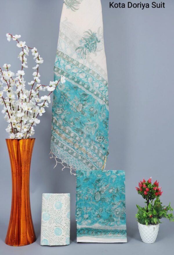 Traditional hand block Kota doriya suit