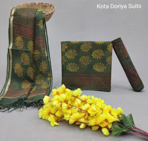 Traditional hand block Kota doriya suit