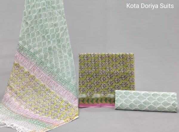 Traditional hand block Kota doriya suit