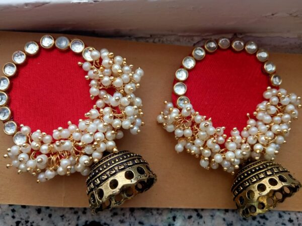 Red hot wedding jumka earings