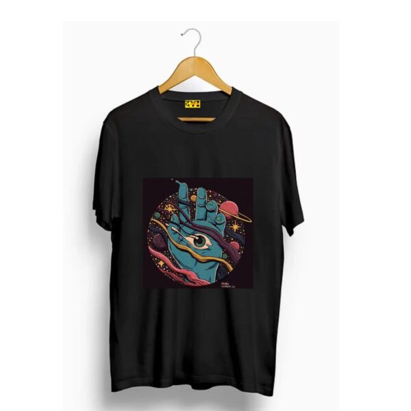 Ghost hand with one eye printed t shirt