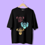 Oversized 3 Monkey Faces Printed T shirt