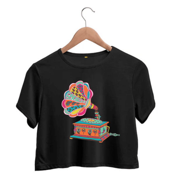 Gramophone printed crop top