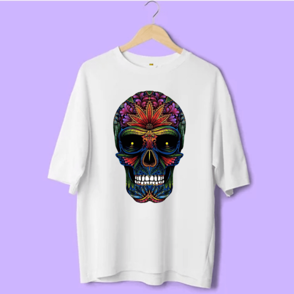 Oversized Mandala Art Skull Printed Tee