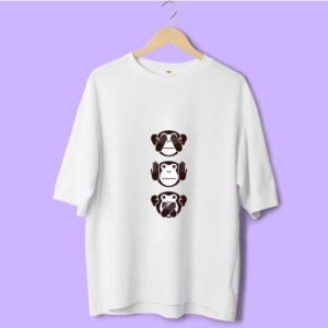 Oversized 3 Monkey Face Printed Tee