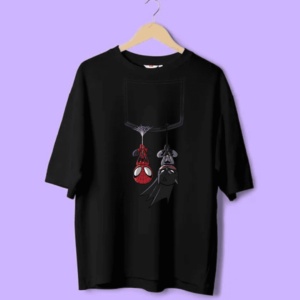 Oversized Spiderman And Batman Printed T shirt.
