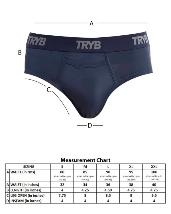 TRYB Mens Sport Performance Stretch Quick Dry Moisture Wicking Athletic Boxer Active Brief (Pack of 2]