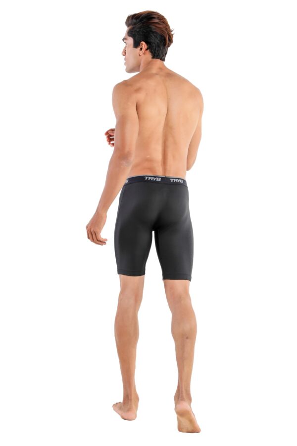 TRYB Mens Compression Shorts Long Leg Performance Underwear Spandex Running Workout Athletic Quick Dry Tights Boxer Brief Trunk (Pack of 2)
