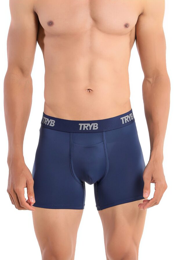 TRYB Mens Sport Performance Stretch Underwear Quick Dry Moisture Wicking Athletic Active Kooltex Square Cut Boxer Trunk