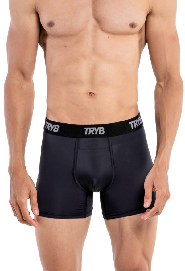 TRYB Mens Sport Performance Stretch Underwear Quick Dry Moisture Wicking Athletic Active Kooltex Square Cut Boxer Trunk