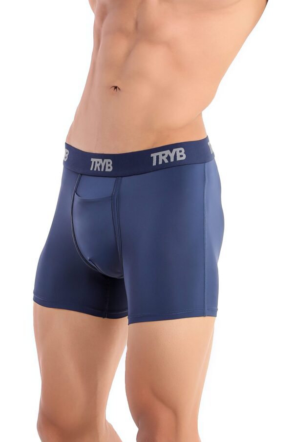 TRYB Mens Sport Performance Stretch Underwear Quick Dry Moisture Wicking Athletic Active Kooltex Square Cut Boxer Trunk