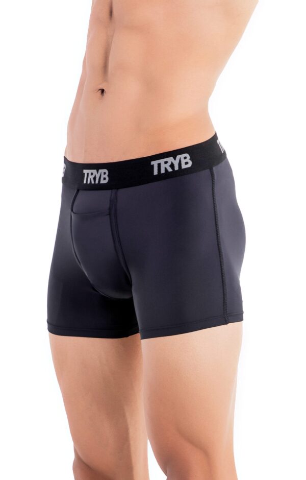 TRYB Mens Sport Performance Stretch Underwear Quick Dry Moisture Wicking Athletic Active Kooltex Square Cut Boxer Trunk