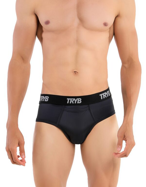 TRYB Mens Sport Performance Stretch Quick Dry Moisture Wicking Athletic Boxer Active Brief (Pack of 2]