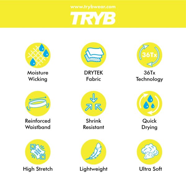 TRYB Mens Sport Performance Stretch Quick Dry Moisture Wicking Athletic Boxer Active Brief (Pack of 2]