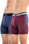 TRYB Mens Sport Performance Stretch Quick Dry Moisture Wicking Compression Athletic Two Tone Active Boxer H Trunk (Pack of 2)