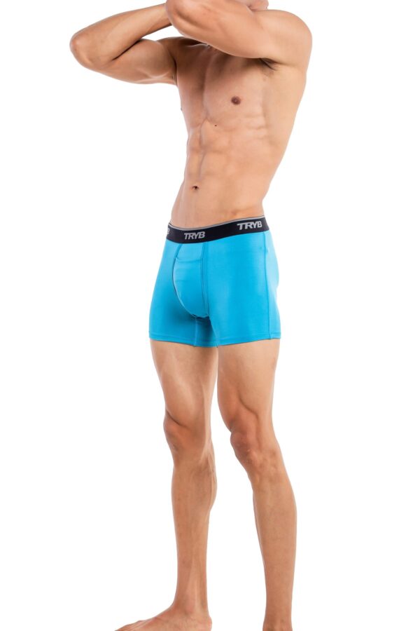 TRYB Mens Sport Performance Stretch Underwear Quick Dry Moisture Wicking Athletic Active Kooltex Square Cut Boxer Trunk