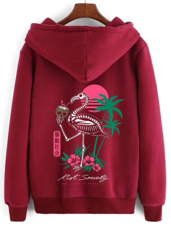Hoodie Printed With Flamingo