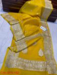Banaras Pure Handloom Khaddi Georgette Silk With Silver Zari Weaved Saree