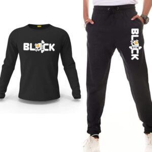 Black Printed Track Suit Set