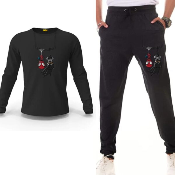 Spiderman And Batman Printed Track suit set