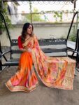 Moss Chiffon Saree with Beautiful Half Half Bandhani Print