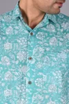 Men Green & White Slim Fit Printed Casual Shirt