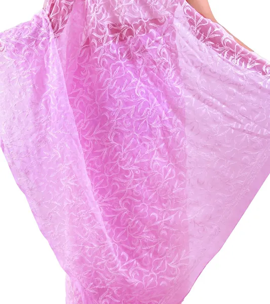 Chiffon Tepchi Embroidered Saree Pink