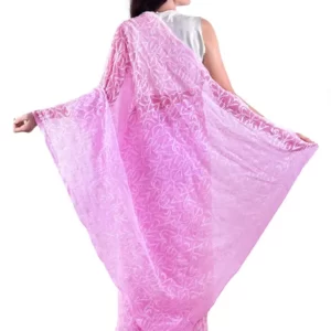 Chiffon Tepchi Embroidered Saree Pink