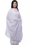 Lavender and White Georgette Chikankari Dupatta