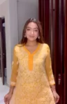 Yellow Georgette All-over Chikankari Jaal Kurta