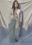 Ash Grey And White Chikankari Tapchi Duppata