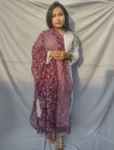Wine And White Chikankari Tapchi Duppata